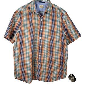 Tommy Bahama Men’s Large Cotton Plaid Short Sleeve Button Front Shirt Relax